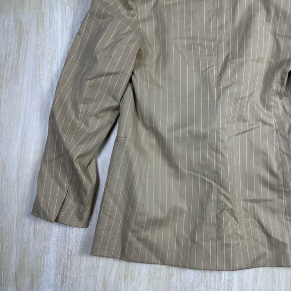 NWT Zara Beige Pin Stripe One Button Notch Lapel Trendy Chic Blazer Jacket Small - Picture 9 of 15